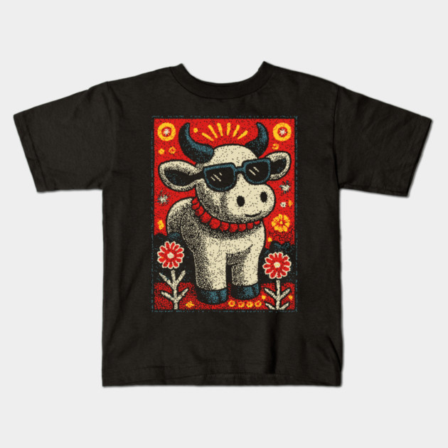 Nerdy Cow | The Intellectual Heifer Kids T-Shirt by TuncGK