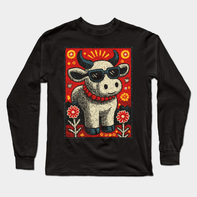 Nerdy Cow | The Intellectual Heifer Long Sleeve T-Shirt by TuncGK