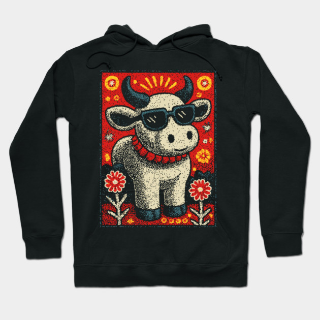 Nerdy Cow | The Intellectual Heifer Hoodie by TuncGK