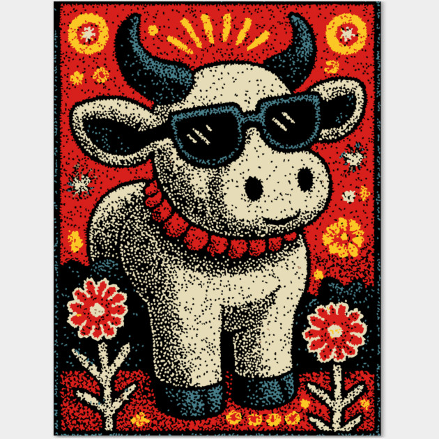 Nerdy Cow | The Intellectual Heifer Wall Art by TuncGK