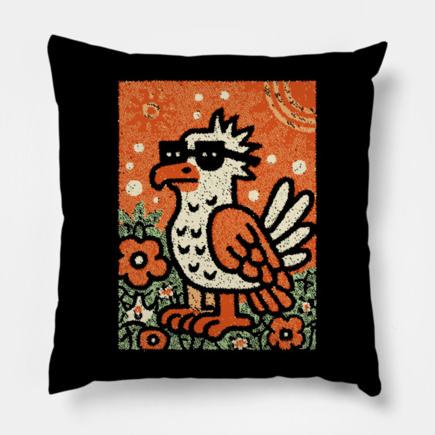 Quirky Hoatzin Bird | The Punk Rock Prehistoric Fowl Pillow by TuncGK