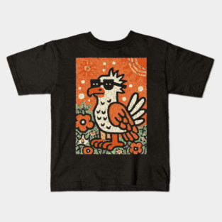 Quirky Hoatzin Bird | The Punk Rock Prehistoric Fowl Kids T-Shirt