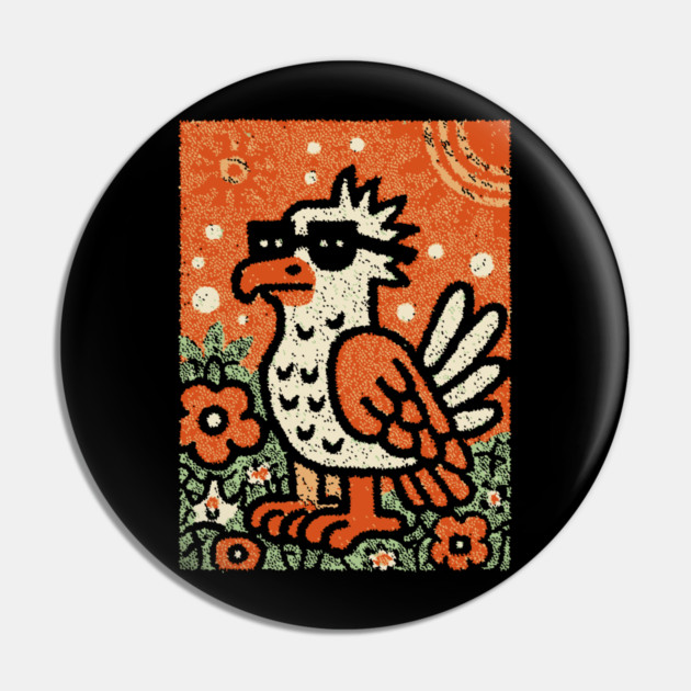 Quirky Hoatzin Bird | The Punk Rock Prehistoric Fowl Pin by TuncGK