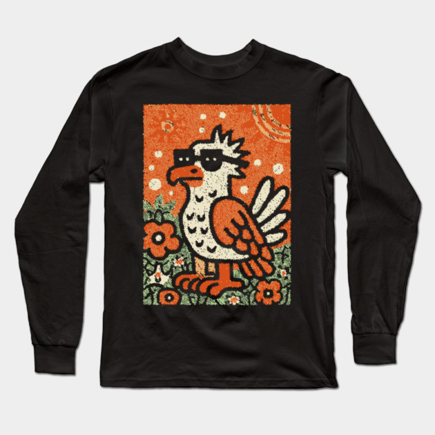 Quirky Hoatzin Bird | The Punk Rock Prehistoric Fowl Long Sleeve T-Shirt by TuncGK