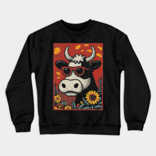 Groovy Cow | The Flower Child of the Pasture Crewneck Sweatshirt