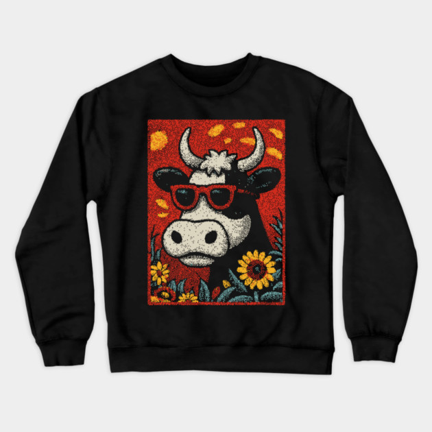 Groovy Cow | The Flower Child of the Pasture Crewneck Sweatshirt by TuncGK
