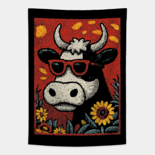 Groovy Cow | The Flower Child of the Pasture Tapestry