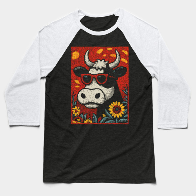 Groovy Cow | The Flower Child of the Pasture Baseball T-Shirt by TuncGK