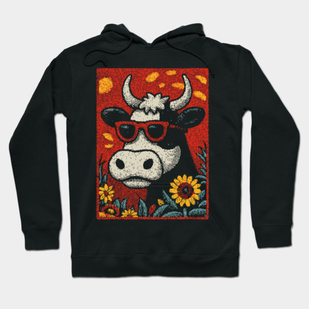 Groovy Cow | The Flower Child of the Pasture Hoodie by TuncGK