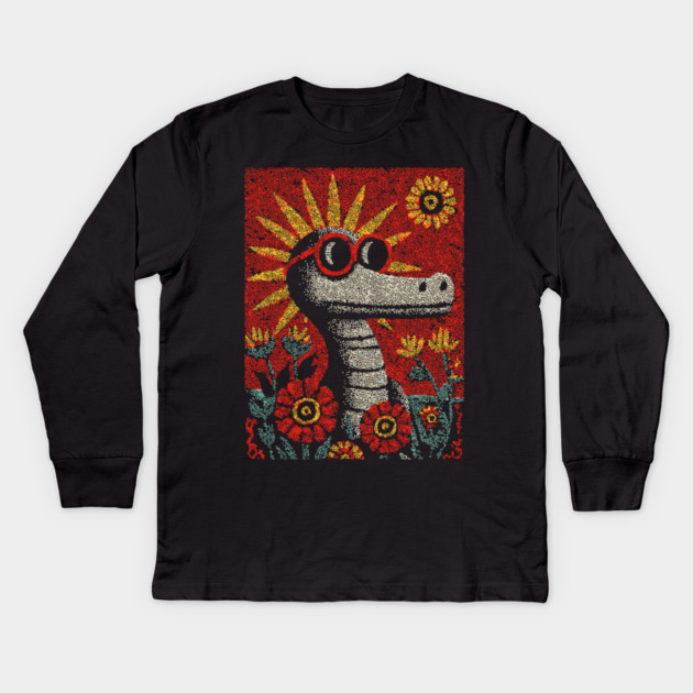 Nerdy Serpent | The Intellectual Reptile Kids Long Sleeve T-Shirt by TuncGK