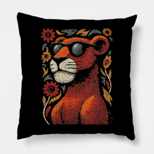 Folk Art Cougar | The Ghost Cat of the Mountains Pillow