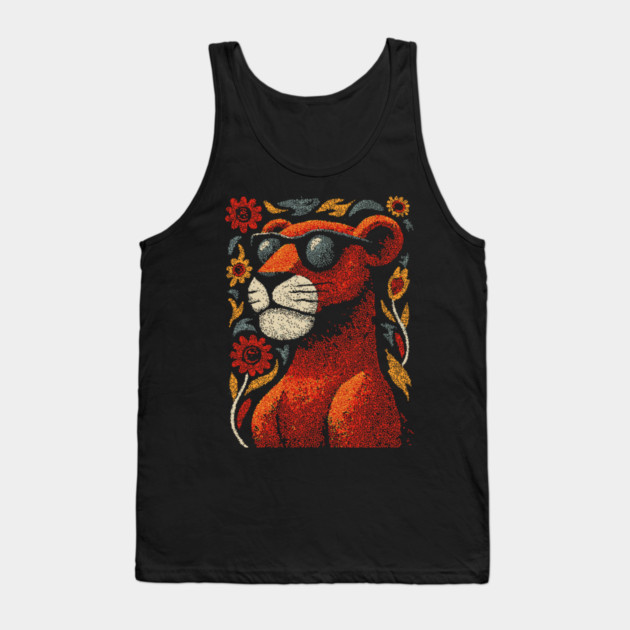 Folk Art Cougar | The Ghost Cat of the Mountains Tank Top by TuncGK