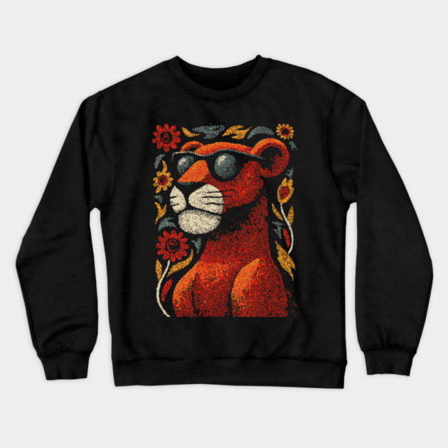 Folk Art Cougar | The Ghost Cat of the Mountains Crewneck Sweatshirt by TuncGK