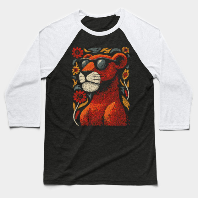 Folk Art Cougar | The Ghost Cat of the Mountains Baseball T-Shirt by TuncGK