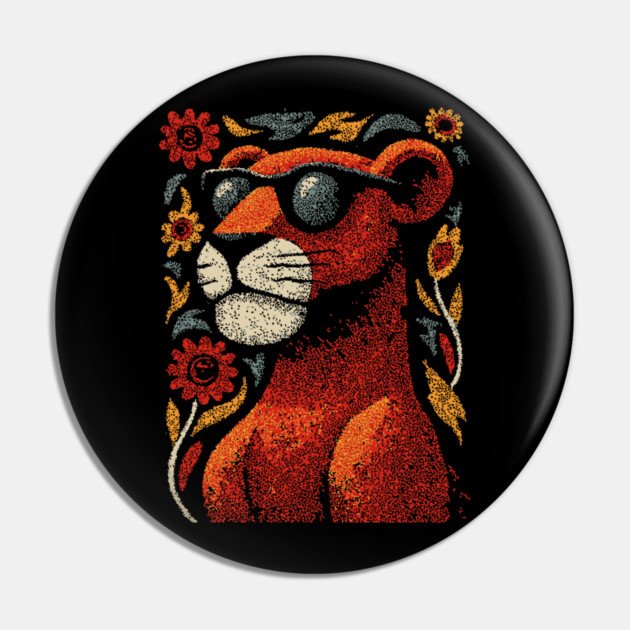 Folk Art Cougar | The Ghost Cat of the Mountains Pin by TuncGK