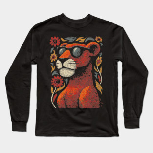 Folk Art Cougar | The Ghost Cat of the Mountains Long Sleeve T-Shirt
