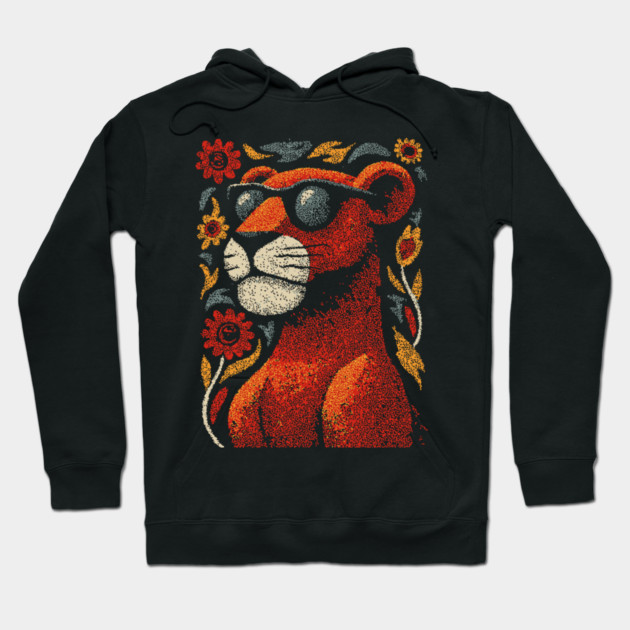 Folk Art Cougar | The Ghost Cat of the Mountains Hoodie by TuncGK