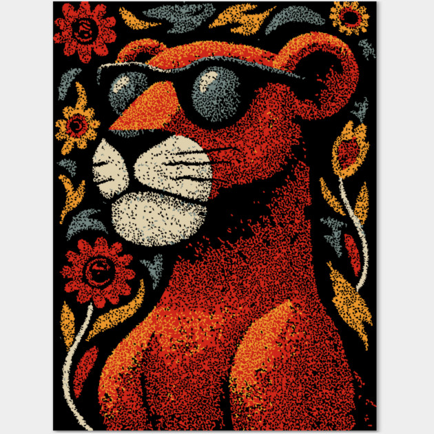 Folk Art Cougar | The Ghost Cat of the Mountains Wall Art by TuncGK