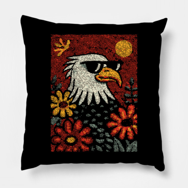 Americana Eagle | Fourth of July Folk Art Pillow by TuncGK