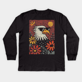 Americana Eagle | Fourth of July Folk Art Kids Long Sleeve T-Shirt