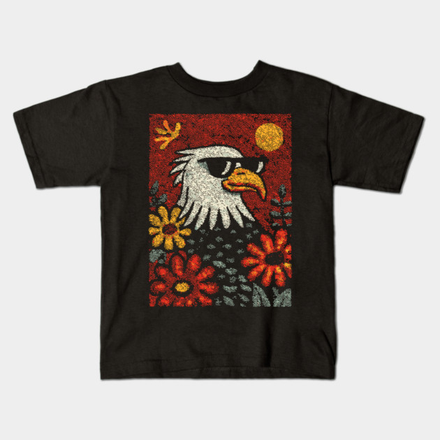 Americana Eagle | Fourth of July Folk Art Kids T-Shirt by TuncGK
