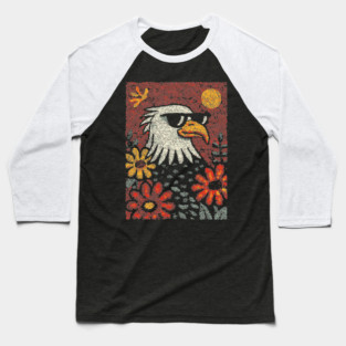 Americana Eagle | Fourth of July Folk Art Baseball T-Shirt