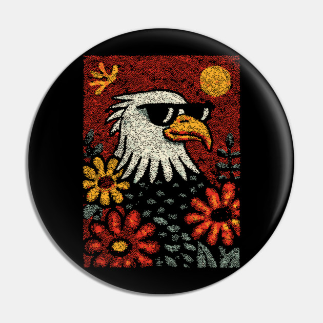Americana Eagle | Fourth of July Folk Art Pin by TuncGK