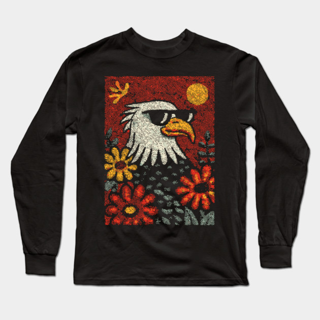 Americana Eagle | Fourth of July Folk Art Long Sleeve T-Shirt by TuncGK