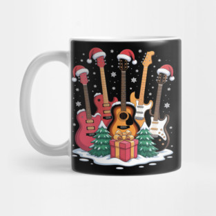 Guitar Santa Hat Christmas Tree Funny Music Loves Xmas Mug