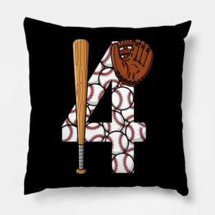 Kids 4th Birthday Four, 4 Year Old Boys Birthday Baseball Theme Pillow