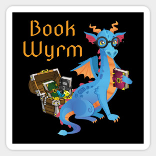 Book Wyrm Reading Dragon Sticker
