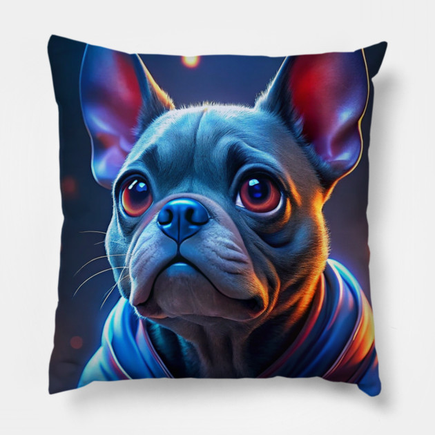 Cute Superhero French Bulldog - Little Superpup Dog Lover Gift Pillow by IamActiveDog