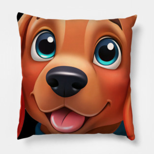 Cute Red Golden Retriever Puppy Dog with Heart - Sweet Pet Lover Design Pillow