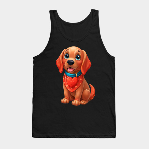 Cute Red Golden Retriever Puppy Dog with Heart - Sweet Pet Lover Design Tank Top by IamActiveDog