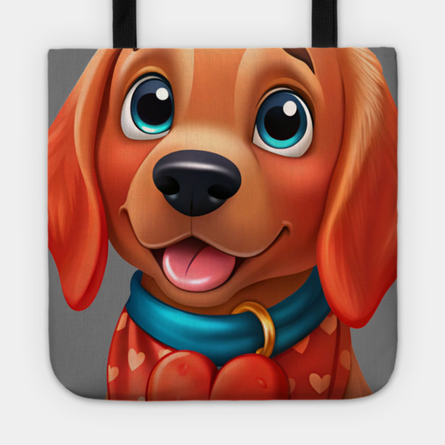 Cute Red Golden Retriever Puppy Dog with Heart - Sweet Pet Lover Design Tote by IamActiveDog