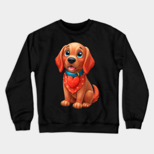 Cute Red Golden Retriever Puppy Dog with Heart - Sweet Pet Lover Design Crewneck Sweatshirt