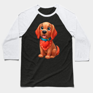 Cute Red Golden Retriever Puppy Dog with Heart - Sweet Pet Lover Design Baseball T-Shirt