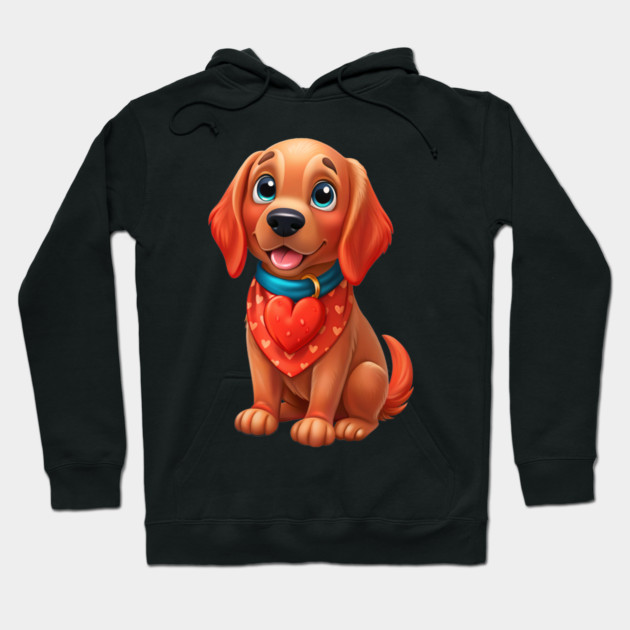 Cute Red Golden Retriever Puppy Dog with Heart - Sweet Pet Lover Design Hoodie by IamActiveDog