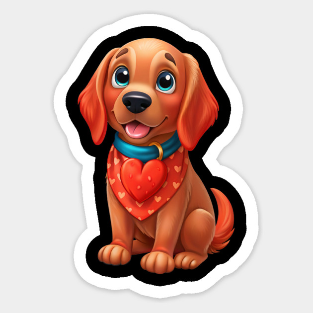 Cute Red Golden Retriever Puppy Dog with Heart - Sweet Pet Lover Design Sticker by IamActiveDog
