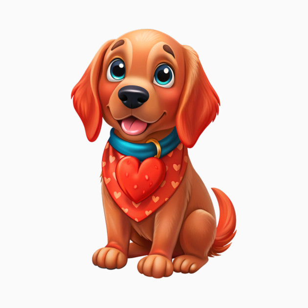 Cute Red Golden Retriever Puppy Dog with Heart - Sweet Pet Lover Design by IamActiveDog