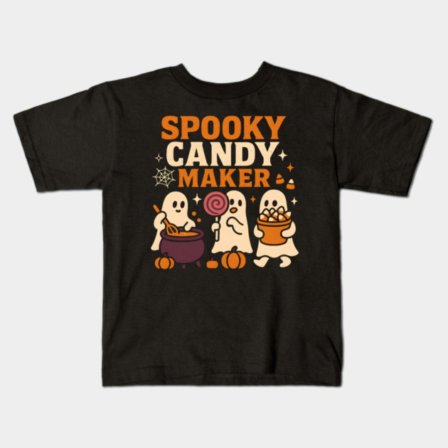 Spooky Candy Maker Halloween Ghost Sweet Treats Graphic Gift Kids T-Shirt by MakerMind8.2
