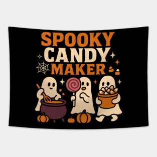 Spooky Candy Maker Halloween Ghost Sweet Treats Graphic Gift Tapestry
