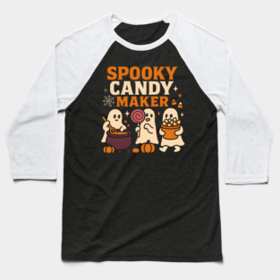 Spooky Candy Maker Halloween Ghost Sweet Treats Graphic Gift Baseball T-Shirt