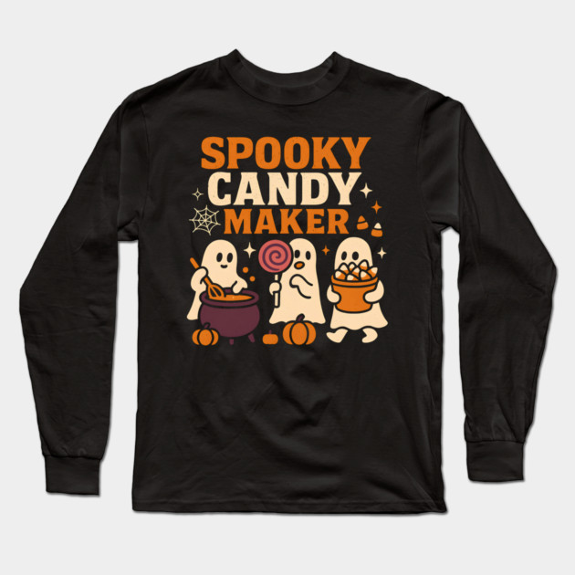 Spooky Candy Maker Halloween Ghost Sweet Treats Graphic Gift Long Sleeve T-Shirt by MakerMind8.2