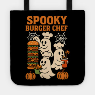 Spooky Burger Chef Halloween Ghost Cooking Graphic Gift Tote