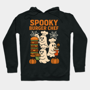 Spooky Burger Chef Halloween Ghost Cooking Graphic Gift Hoodie