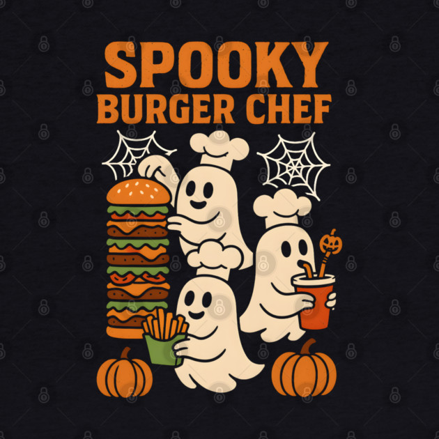 Spooky Burger Chef Halloween Ghost Cooking Graphic Gift by MakerMind8.2