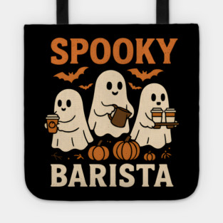 Spooky Barista Halloween Ghost Coffee Graphic Gift Tote