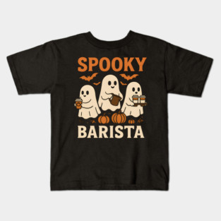 Spooky Barista Halloween Ghost Coffee Graphic Gift Kids T-Shirt