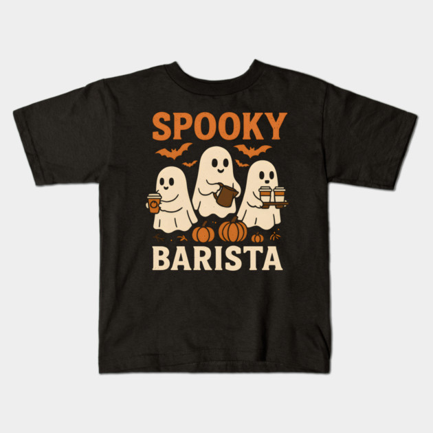 Spooky Barista Halloween Ghost Coffee Graphic Gift Kids T-Shirt by MakerMind8.2